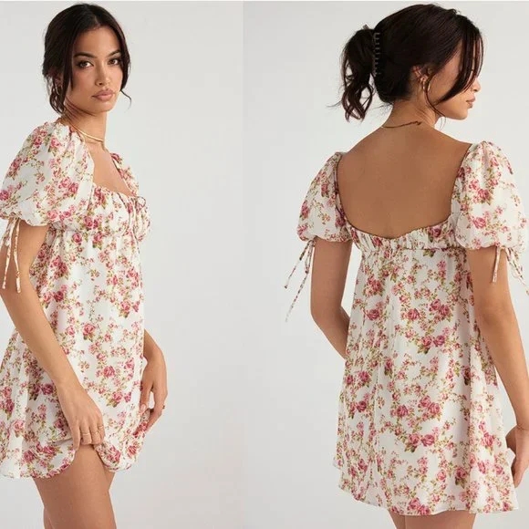 HOUSE OF CB 'Princess' Rose Print Mini Dress NWOT - Picture 7 of 8